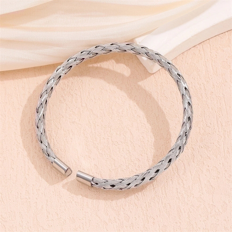 Minimalist Solid Color 201 Stainless Steel 18K Gold Plated Bracelets In Bulk