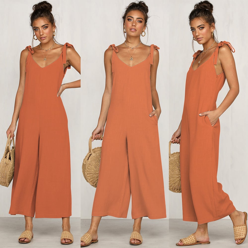 Women's Loose Casual Cotton Linen Jumpsuit