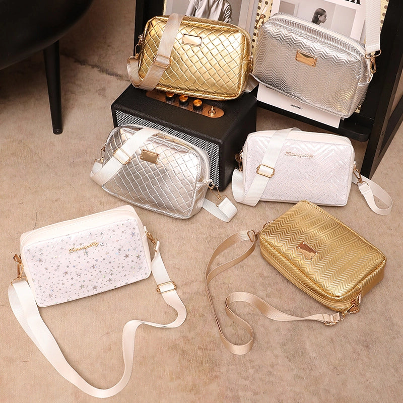 New Shiny Fashion Western Style Small Square Bag Casual All-Matching Graceful Camera Bag Mobile Phone Bag Shoulder Slanting Hanging Bags