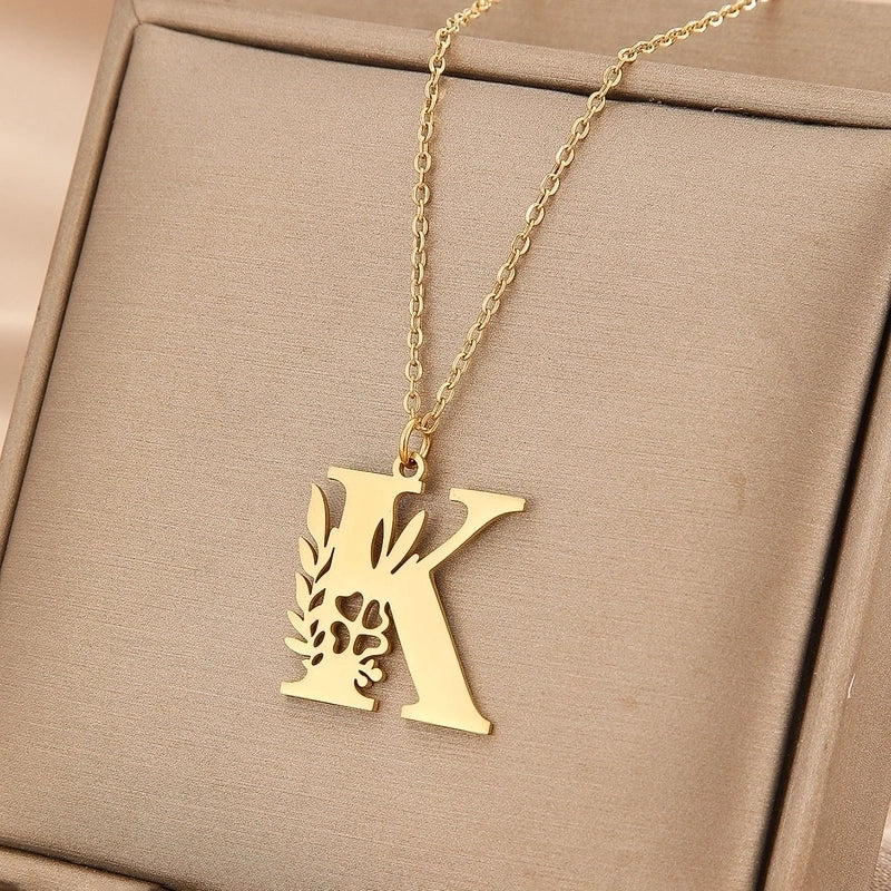 Basic Classic Style Letter Stainless Steel Plating Pendant Necklace