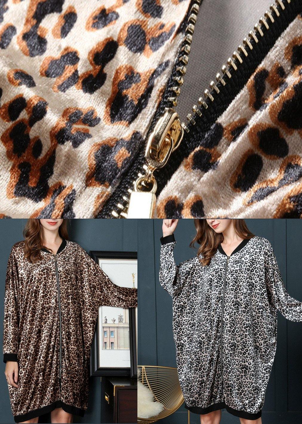Chic Leopard Zippered Spring Jackets