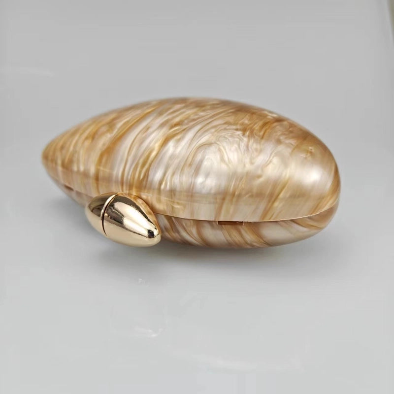 Rose Red Coffee Arylic Marble Oval Evening Bags