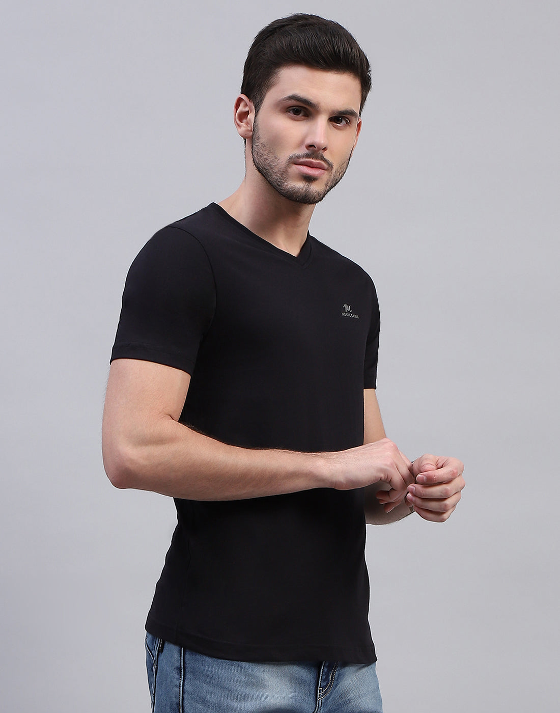 Men Black Solid V Neck Half Sleeve T-Shirt (Pack of 3)