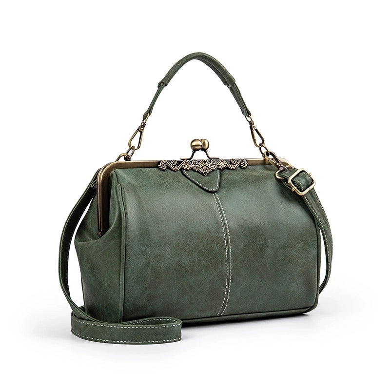 Women's Medium All Seasons Pu Leather Solid Color Classic Style Square Lock Clasp Shoulder Bag