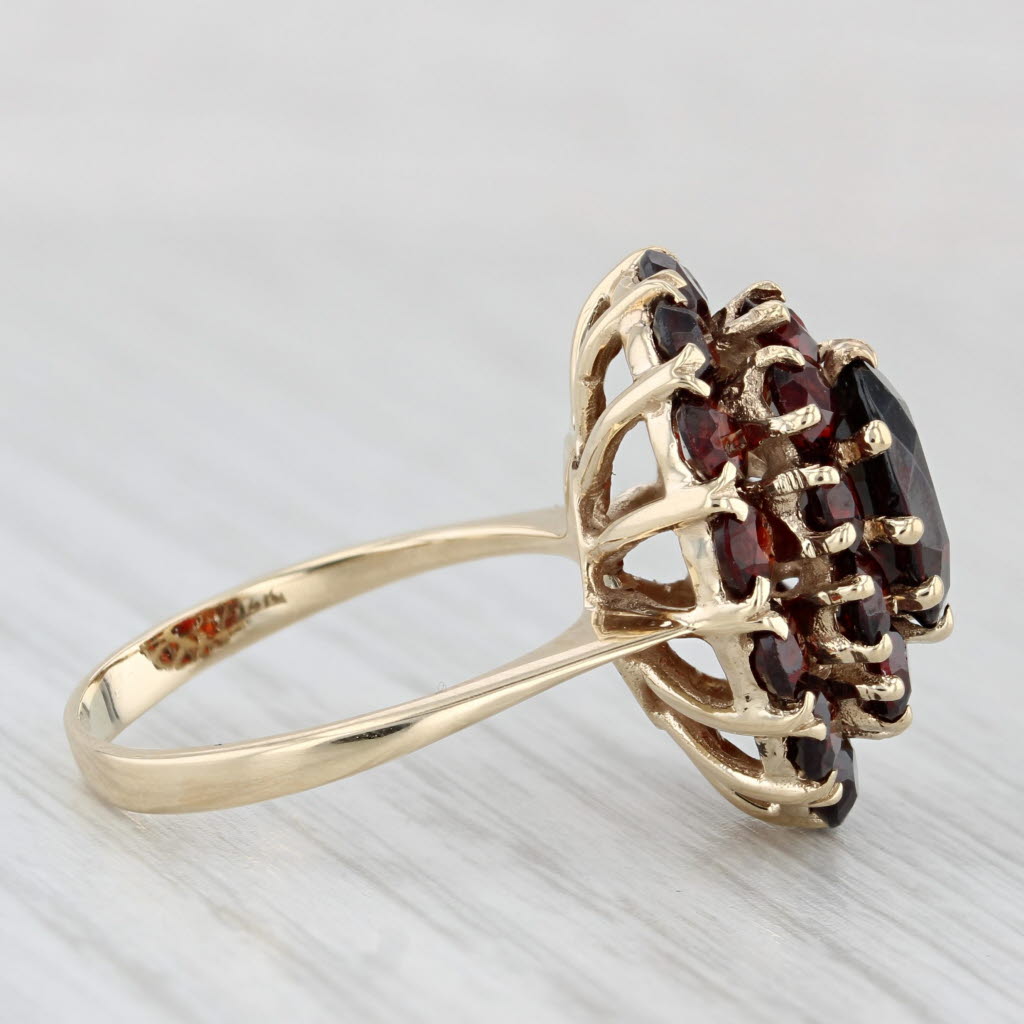 4.90ctw Garnet Cluster Ring 14k Yellow Gold Size 7.25 Cocktail