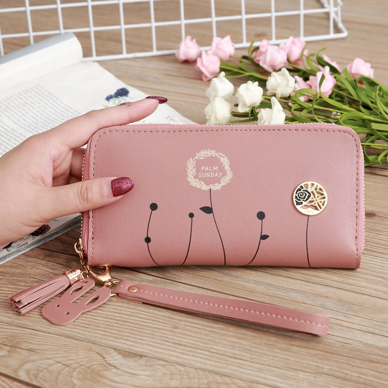 Korean Printing Medium Long Single Pull Wallet