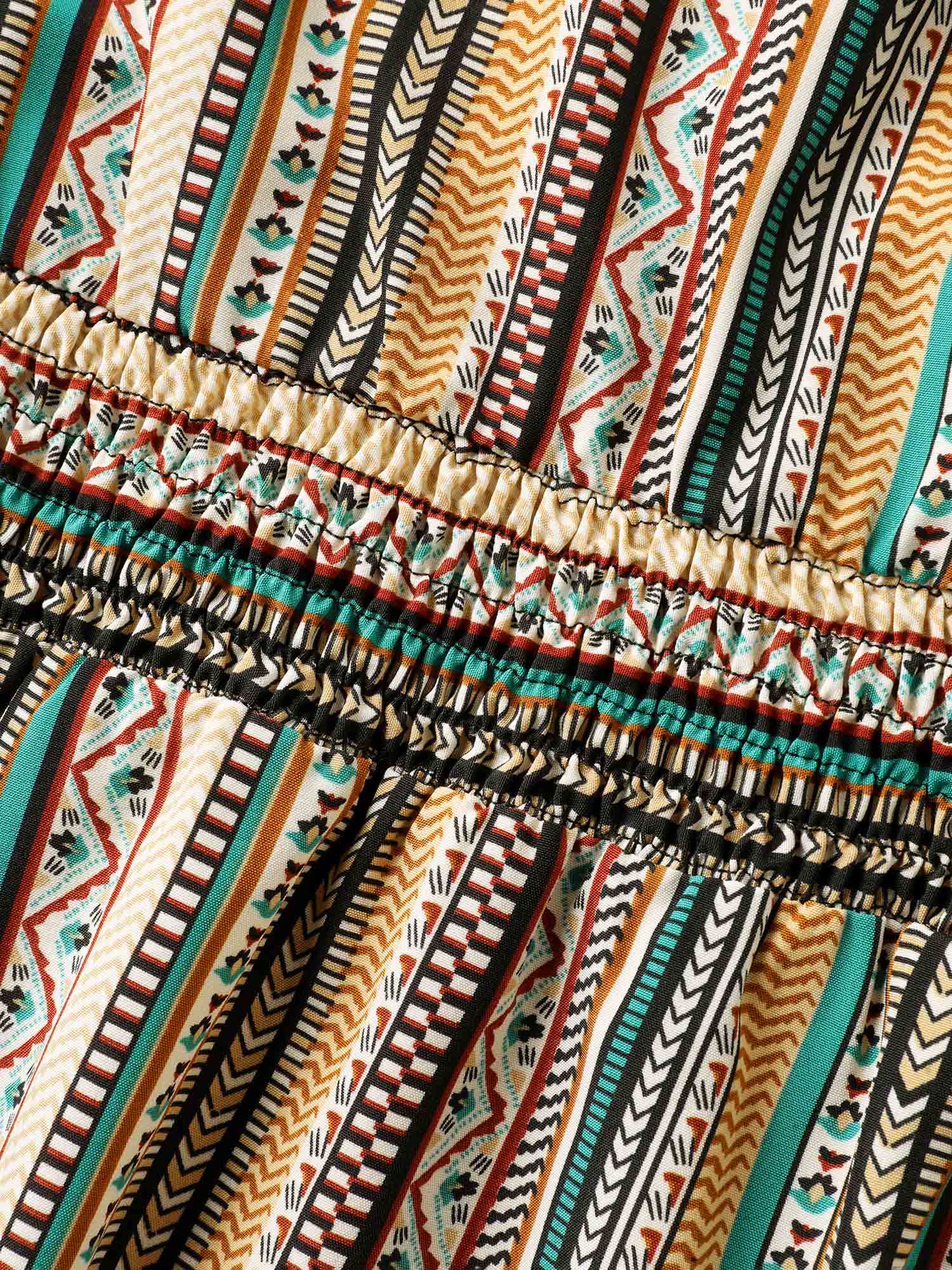 Boho Stripe Knotted Straps Midi Dress