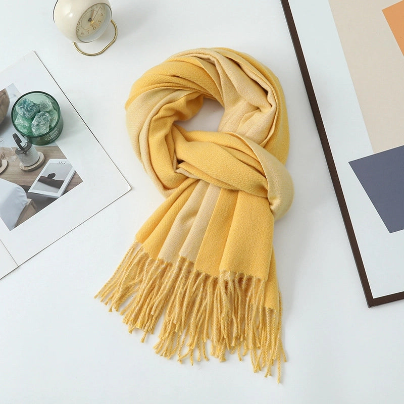 Cashmere Scarf Women's Winter Hot Imitation Cashmere Scarf Men's Shawl  Thickened Double-sided Wool Scarf
