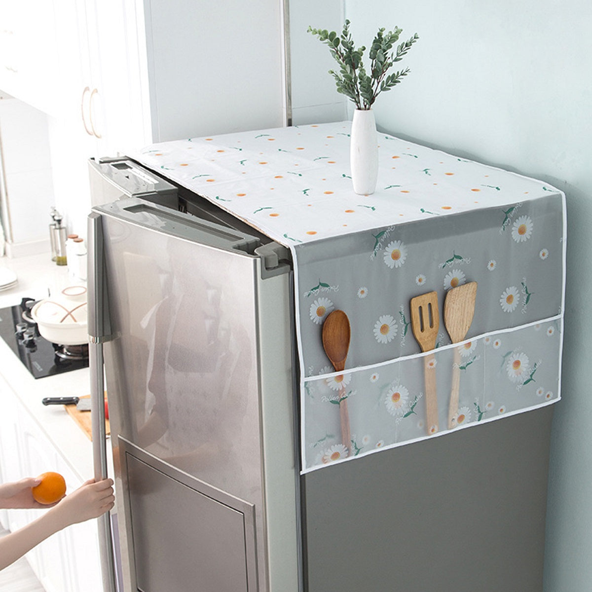 DUSTPROOF FRIDGE COVER WITH POCKETS