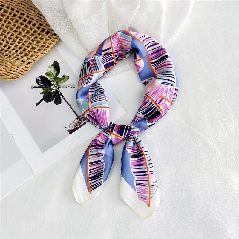 Women's Minimalist Printing Satin Silk Scarf
