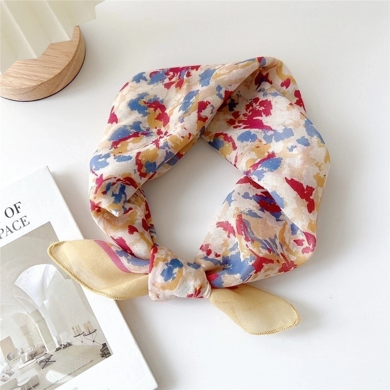 Women's Pastoral Minimalist Flower Cotton And Linen Printing Silk Scarf