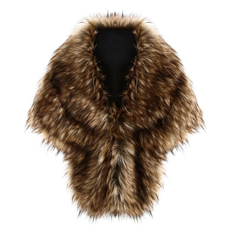 Women's Elegant Solid Color Faux Fur Polyester Shawl