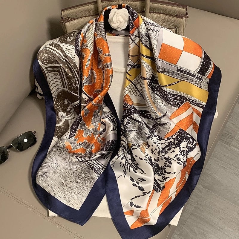 Women's Elegant Minimalist Printing Silk Printing Silk Scarf