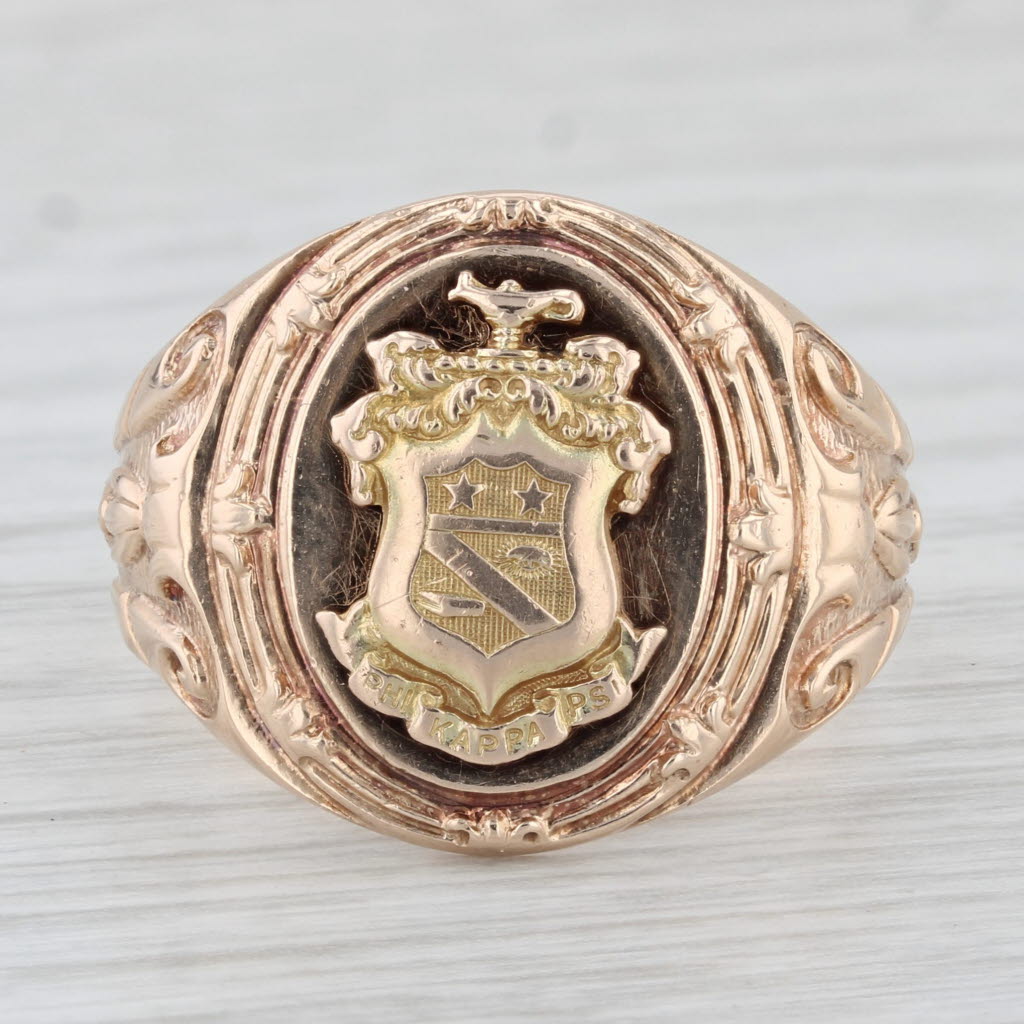 Phi Kapp Psi Signet Ring Vintage 10k Yellow Gold Greek Fraternity Size 10.25