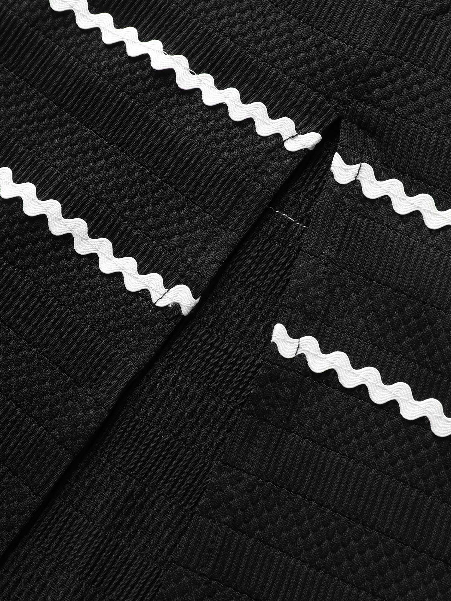 Square Neck Contrast Webbing Split Hem Dress