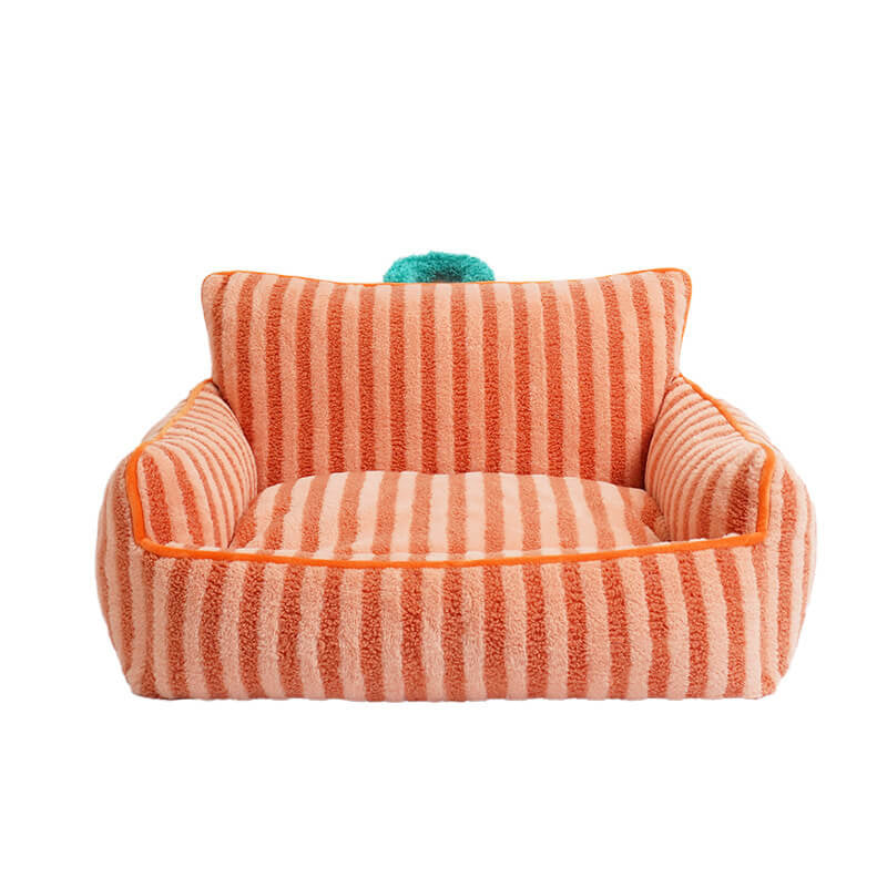 Striped Furry Pet Sofa Cat Soft Bed