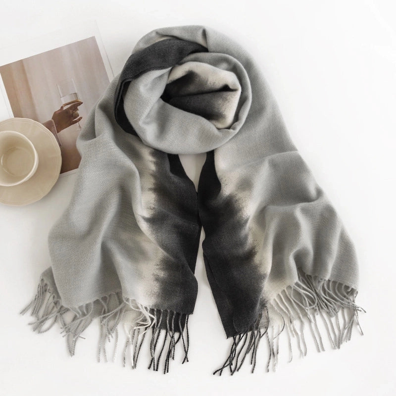 Women's Casual Multicolor Imitation Cashmere Tassel Scarf