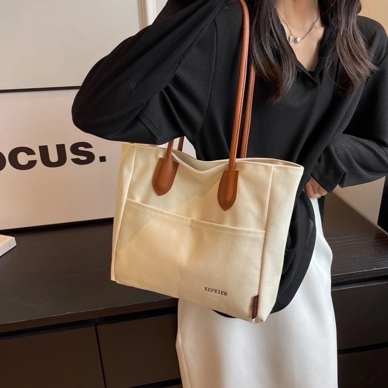 Women's Nylon Solid Color Preppy Style Sewing Thread Zipper Shoulder Bag