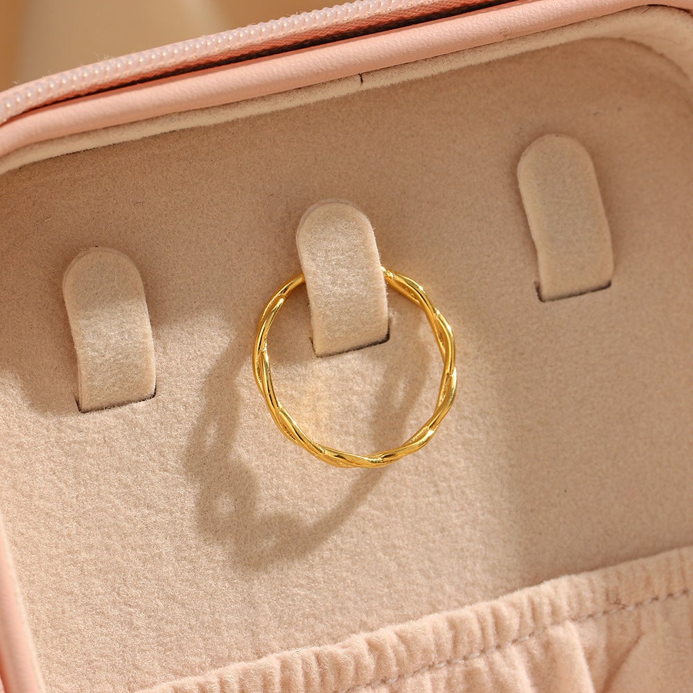 Women Fashion Circle Geometric Stainless Steel 18K Gold Plated Rings