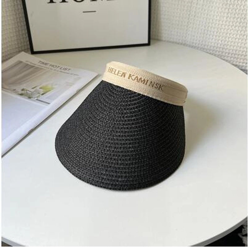 Women's Elegant Classic Style Color Block Wide Eaves Sun Hat