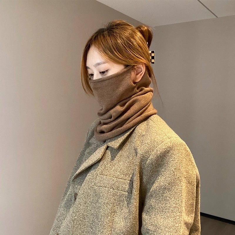 Unisex Minimalist Solid Color Polyester Crochet Lace Scarf Mask