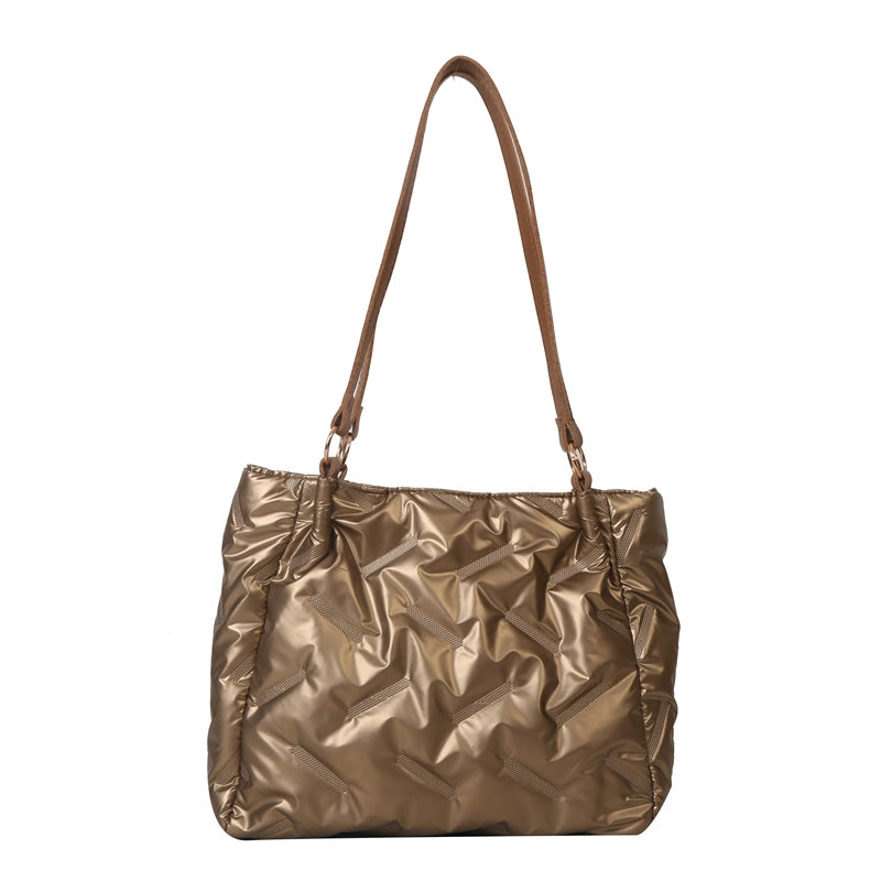 Women's Water Repellent Solid Color Classic Style Square Zipper Shoulder Bag