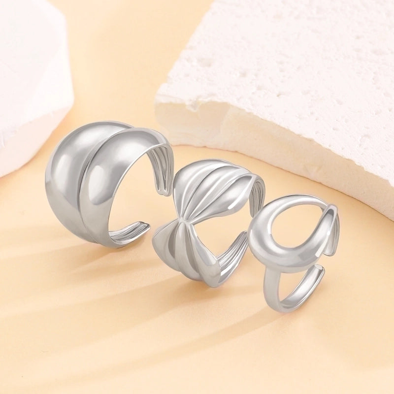 Minimalist Solid Color Titanium Steel No Inlay 18K Gold Plated Plating Rings