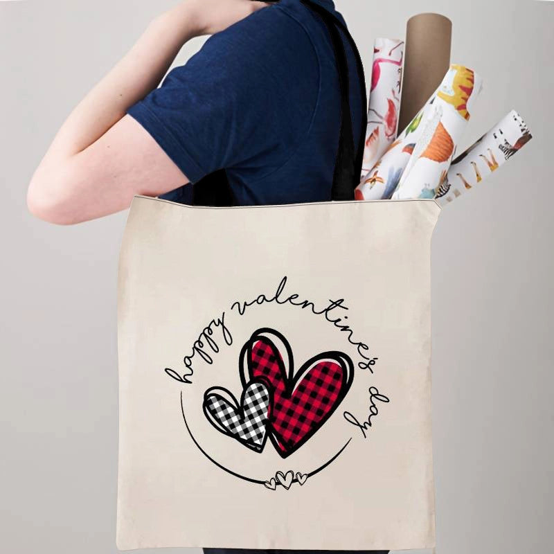 Women's Medium Polyester Letter Heart Shape Classic Style Square Open Shoulder Bag