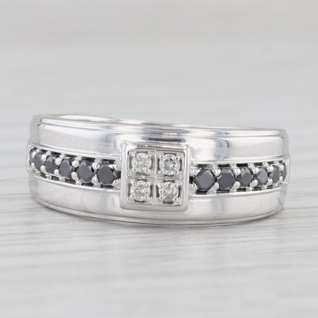 Simulated Black Diamond Ring 10k White Gold Size 11.25-11.5 Men's Wedding
