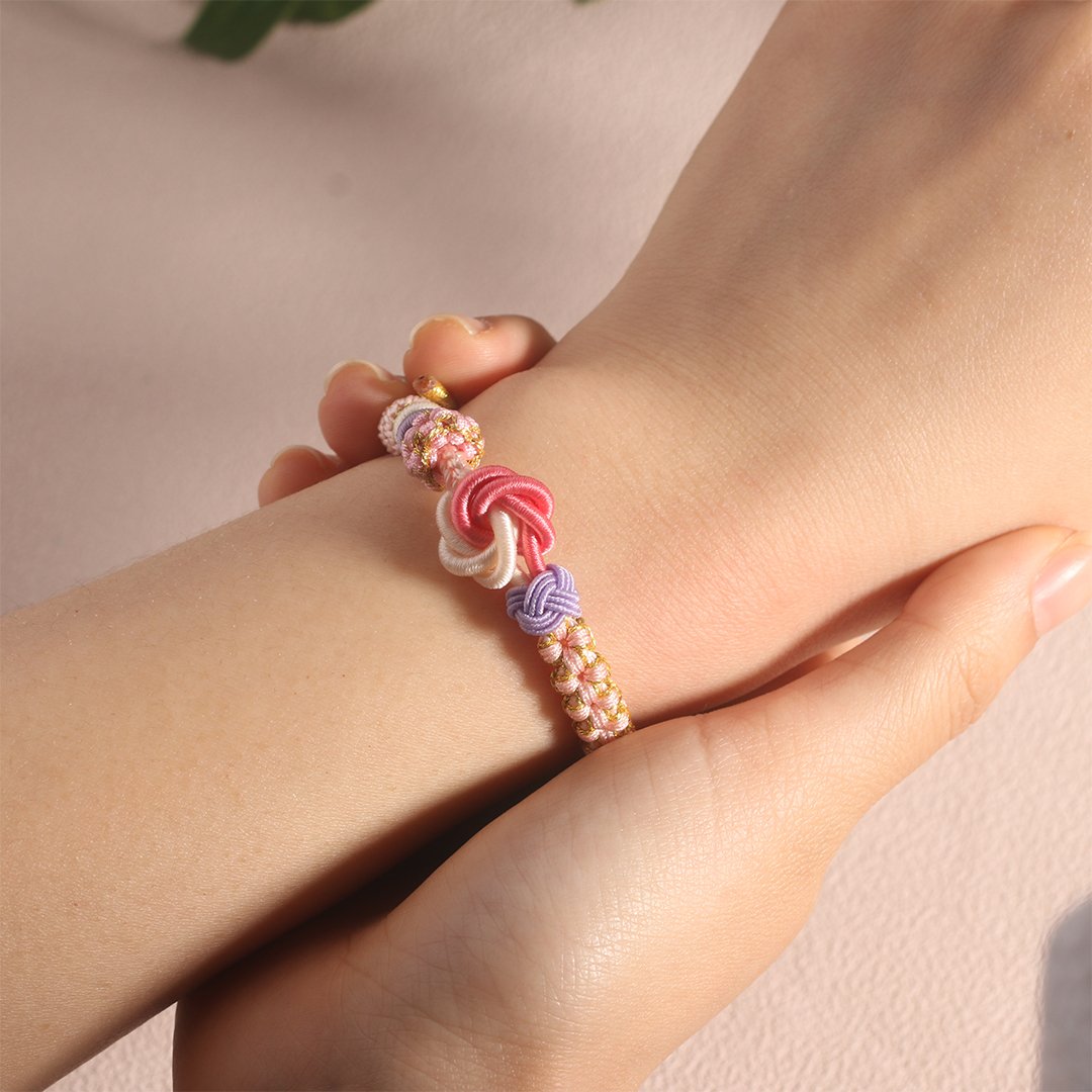 FOR DAUGHTER/GRANDDAUGHTER 🩷 A LINK THAT CAN NEVER BE UNDONE PEACH BLOSSOM KNOT BRACELET🎀