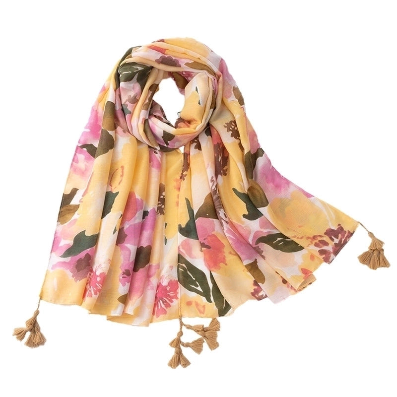 Women's Sweet Color Block Polyester Printing Scarf