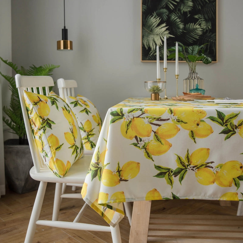 Tablecloth Fabric Waterproof Lemon Printing Small Fresh Yellow  Internet Celebrity Table Mat Coffee Table Tablecloth