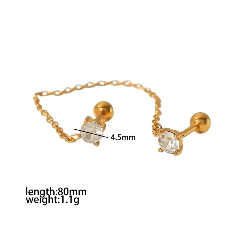 1 Pair Minimalist Star Water Droplets Polishing Plating Inlay Stainless Steel Zircon 18k Gold Plated Ear Studs