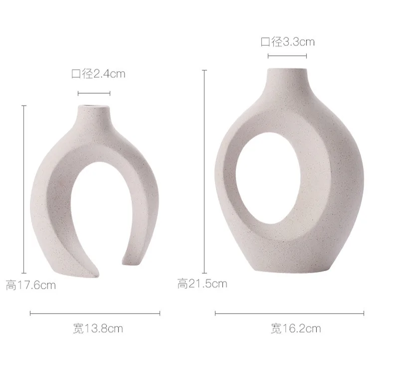Hot selling natural dry flower vase Nordic minimalist modern home decoration bouquet unglazed pottery vase set