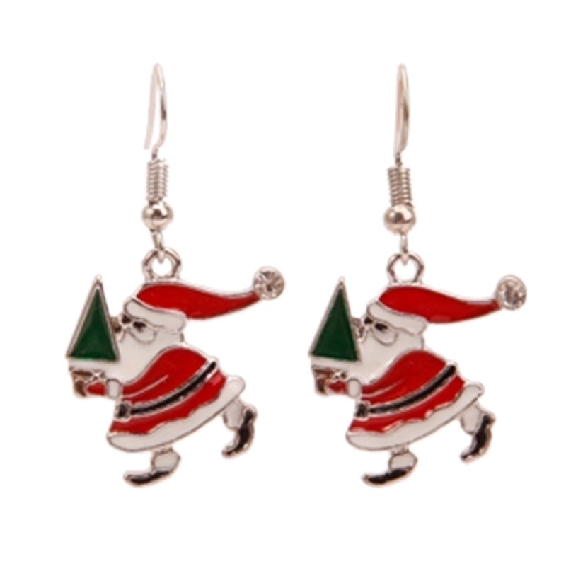 Fashion Santa Claus Christmas Socks Bell Epoxy Alloy Earrings
