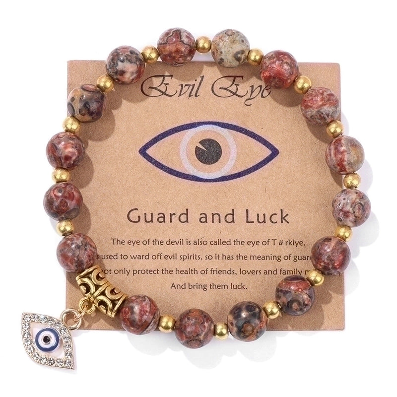 Retro Ethnic Style Devil'S Eye Alloy Natural Stone Elastic String Woven Chain Bracelets In Bulk