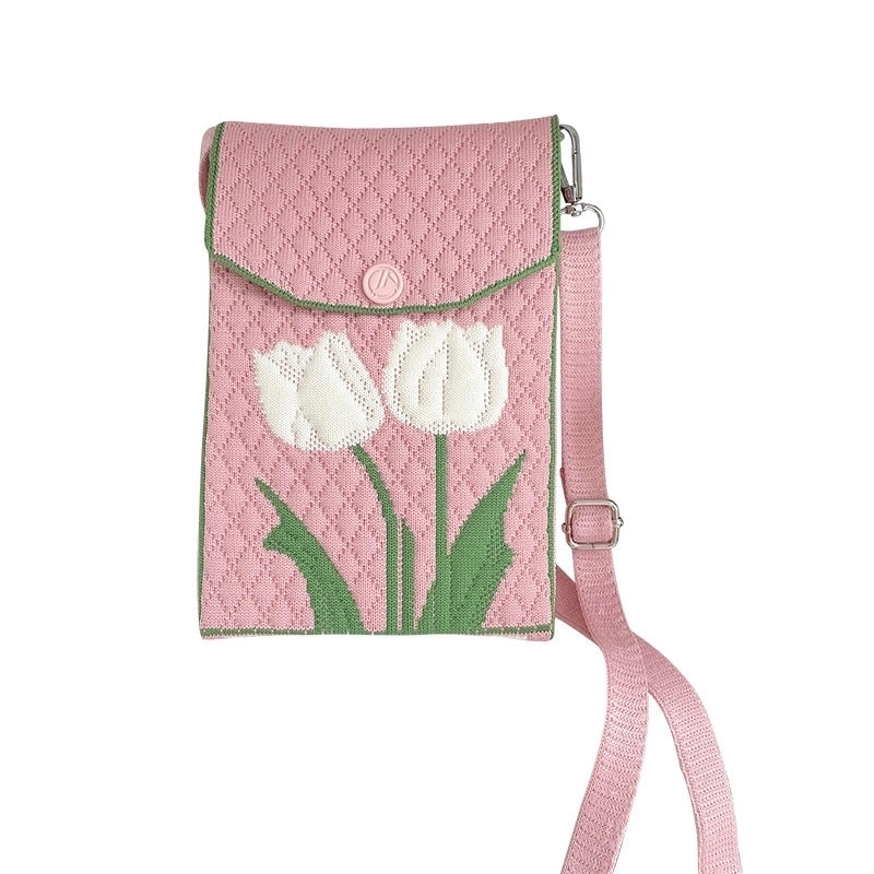Women's Small Spring&summer Polyester Flower Vacation Square Flip Cover Shoulder Bag
