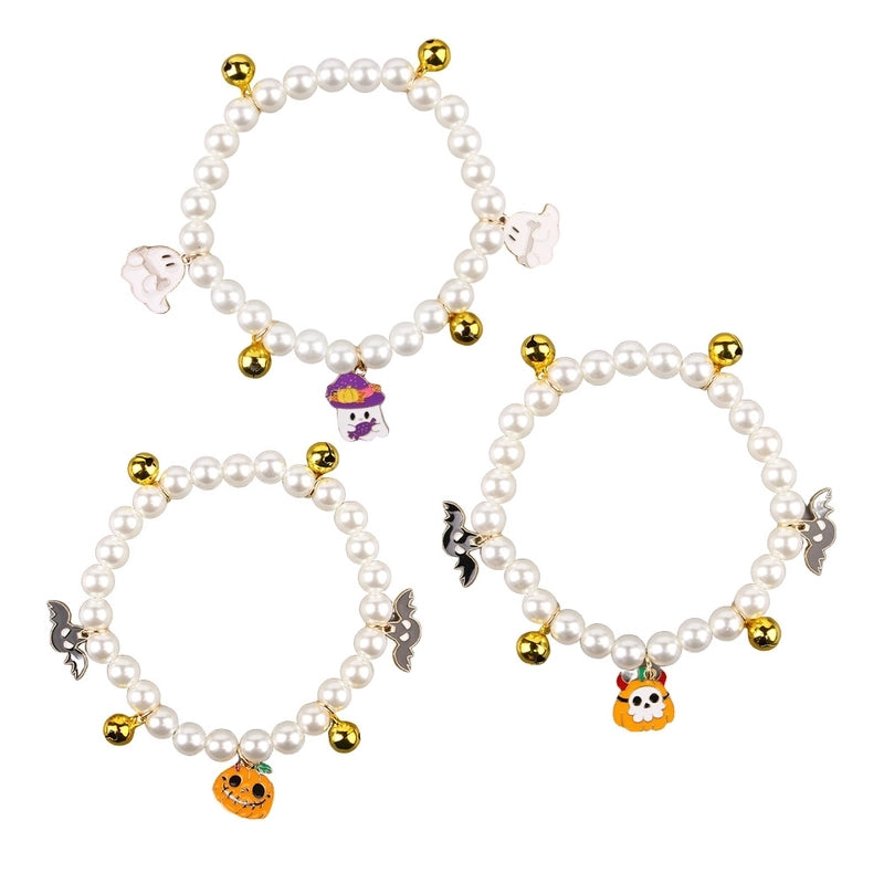 Cute Funny Imitation Pearl Halloween Pumpkin Ghost Beaded Pet Collar