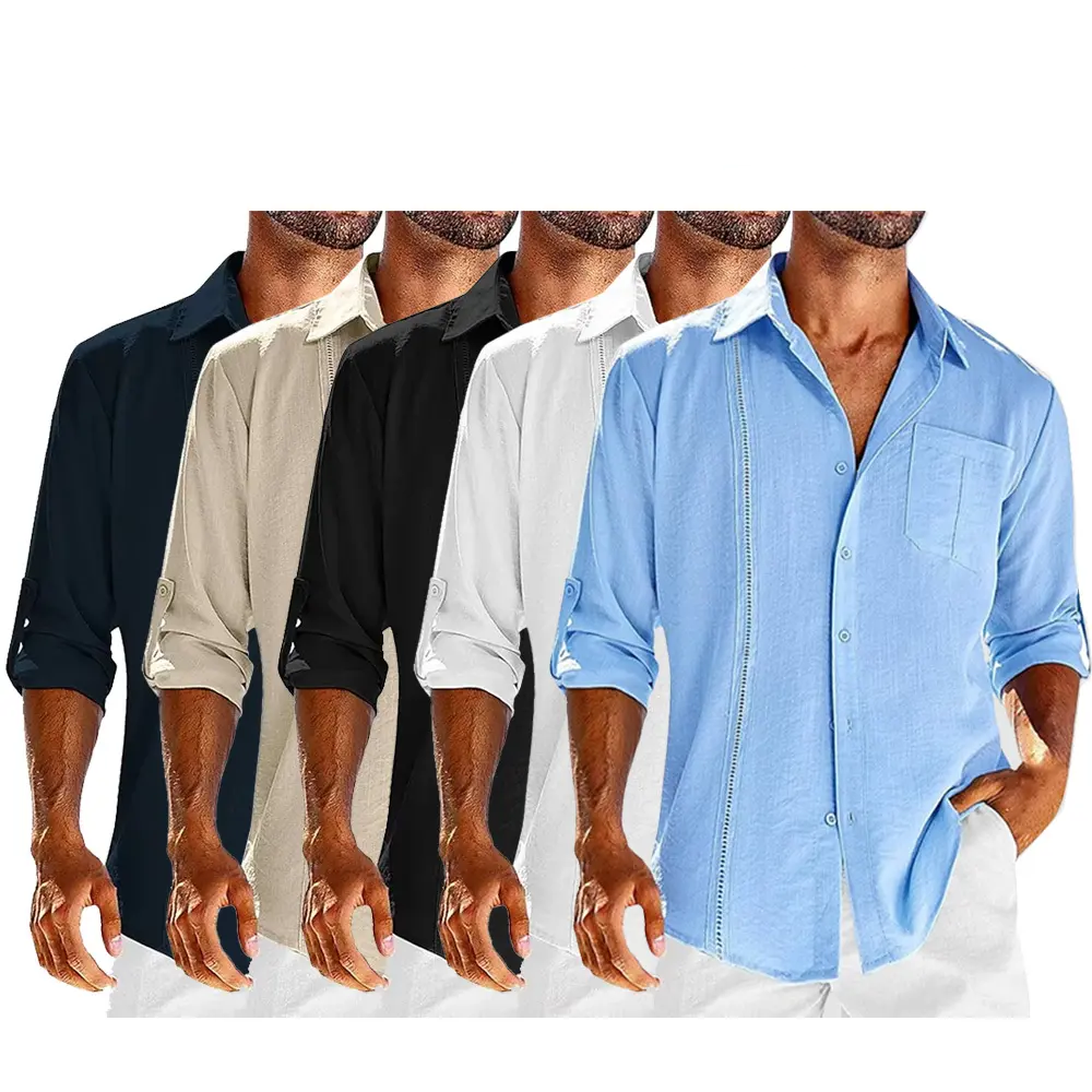 5-Pack Men's long sleeve zipper design casual shirt top