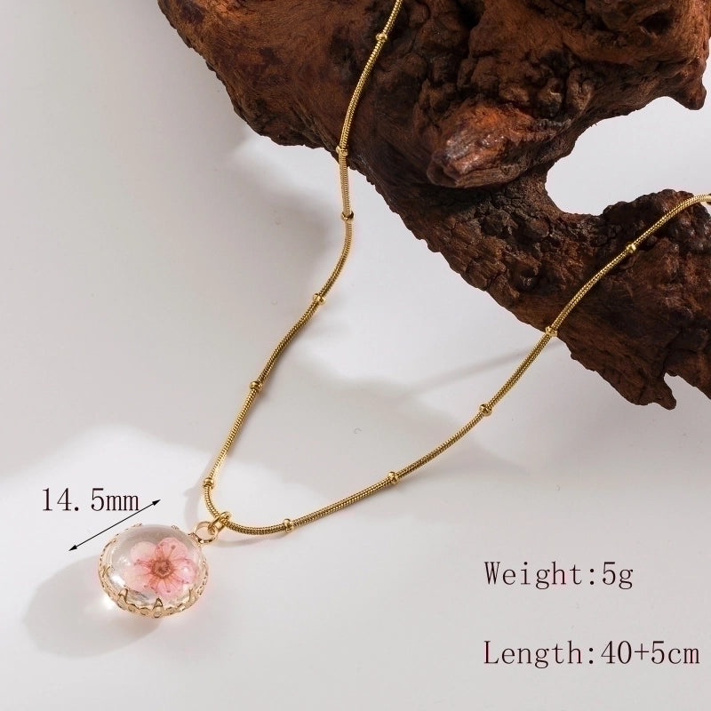Sweet Pastoral Commute Flower 304 Stainless Steel Copper 18K Gold Plated Pendant Necklace