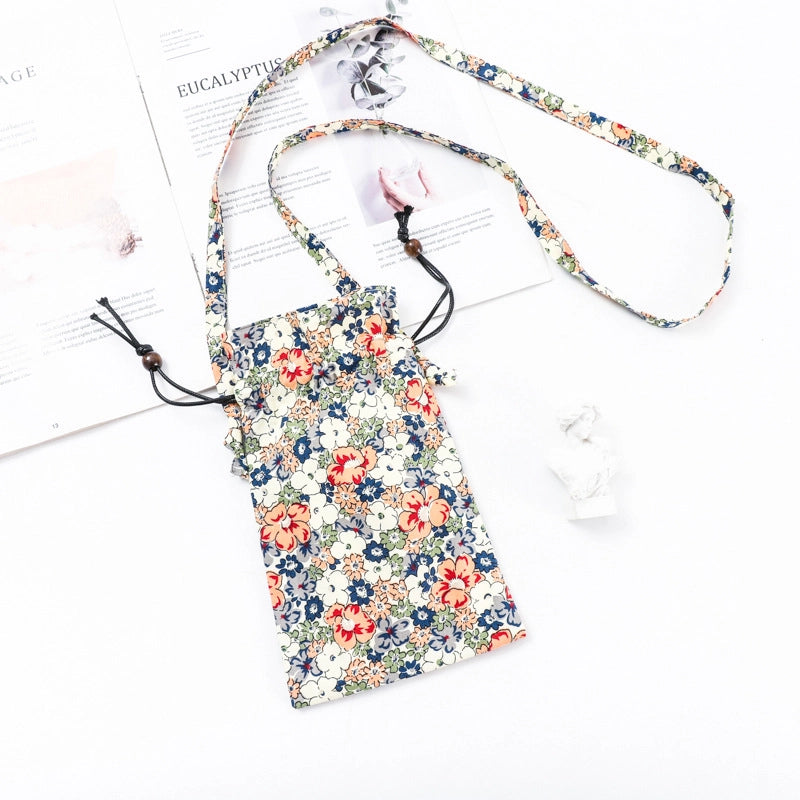Women's Cotton Flower Elegant Square String Phone Wallets