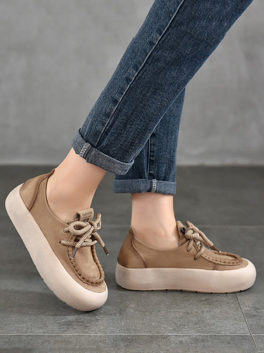 Women Summer Leather Spliced Strap Platform Shoes