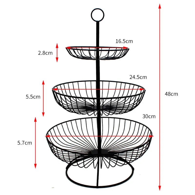 3 Tier Metal Fruit Storage Basket-Black(SA2405-08)