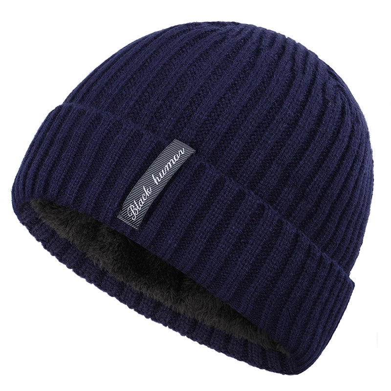 Autumn And Winter New Men's Style Knitted Hat Plus Velvet Padded Scarf Two-piece Warm Knitted Hat