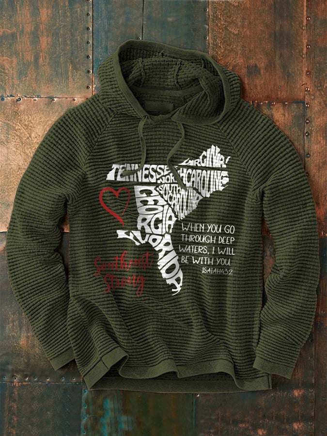 Men's Retro Southeast Strong When You Go Through Deep Waters. I Will Be With You Isaiah 43:2 Tennessee Georgia. South Carolina. North Carolina. . Virginia. Florida Print Hoodie
