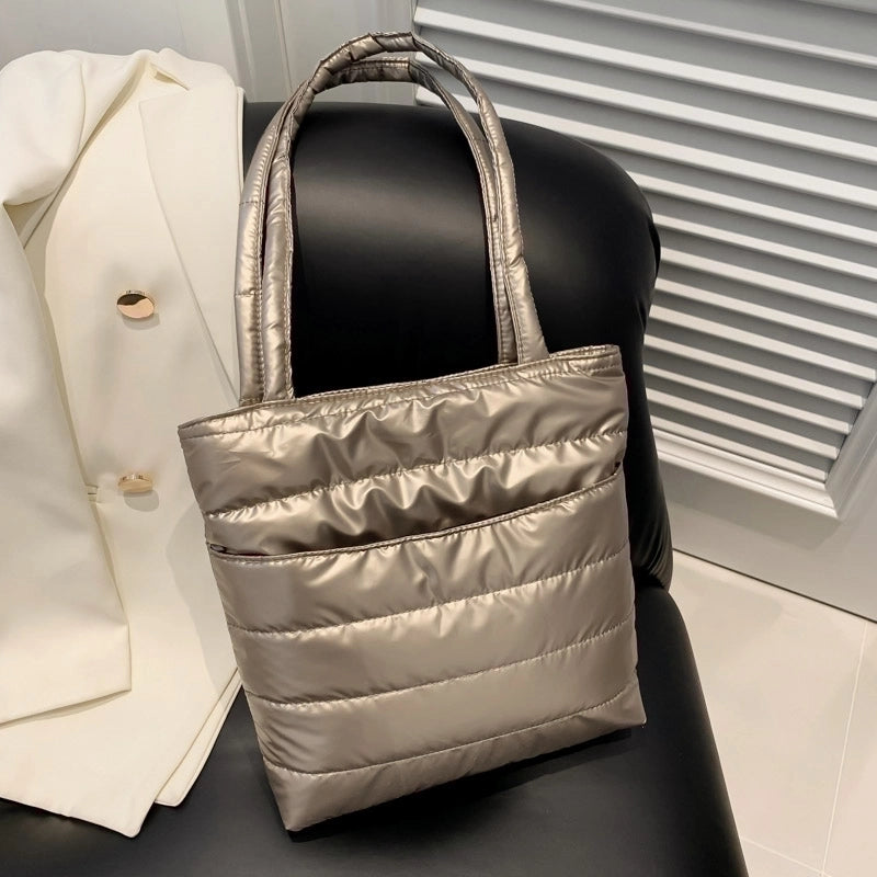 Women's Autumn&winter Cotton Solid Color Streetwear Square Zipper Shoulder Bag