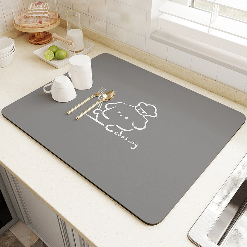 Cartoon Kitchen Table Diatom Mud Absorbent Mat Protective Desktop Tableware Anti-scald Insulation Mat Wear-resistant Kitchen Draining Mat