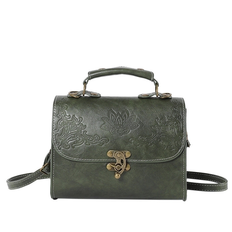 Women's Pu Leather Solid Color Vintage Style Classic Style Square Lock Clasp Handbag Crossbody Bag