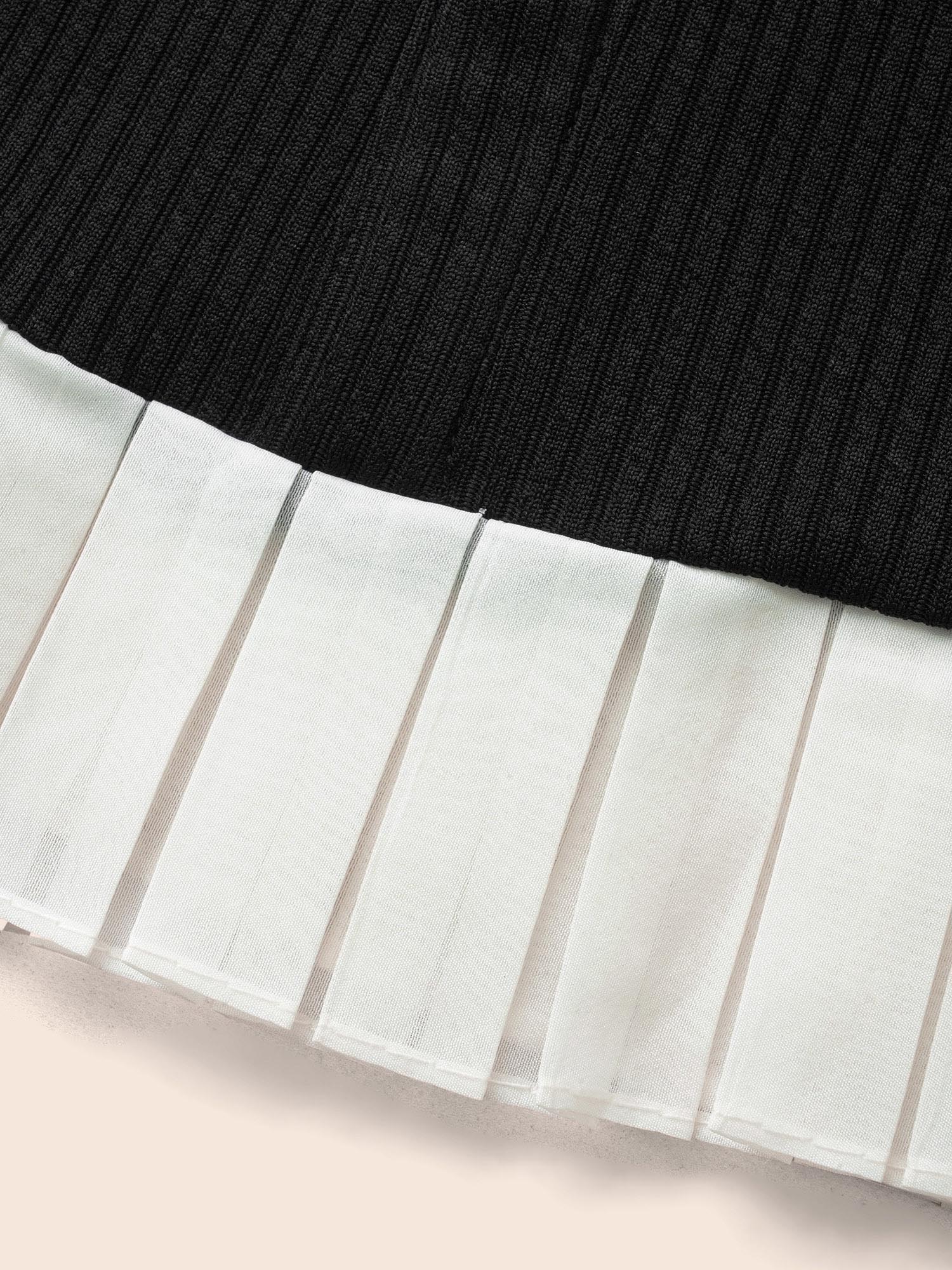 Texture Patchwork Pleated Metal Detail Dress