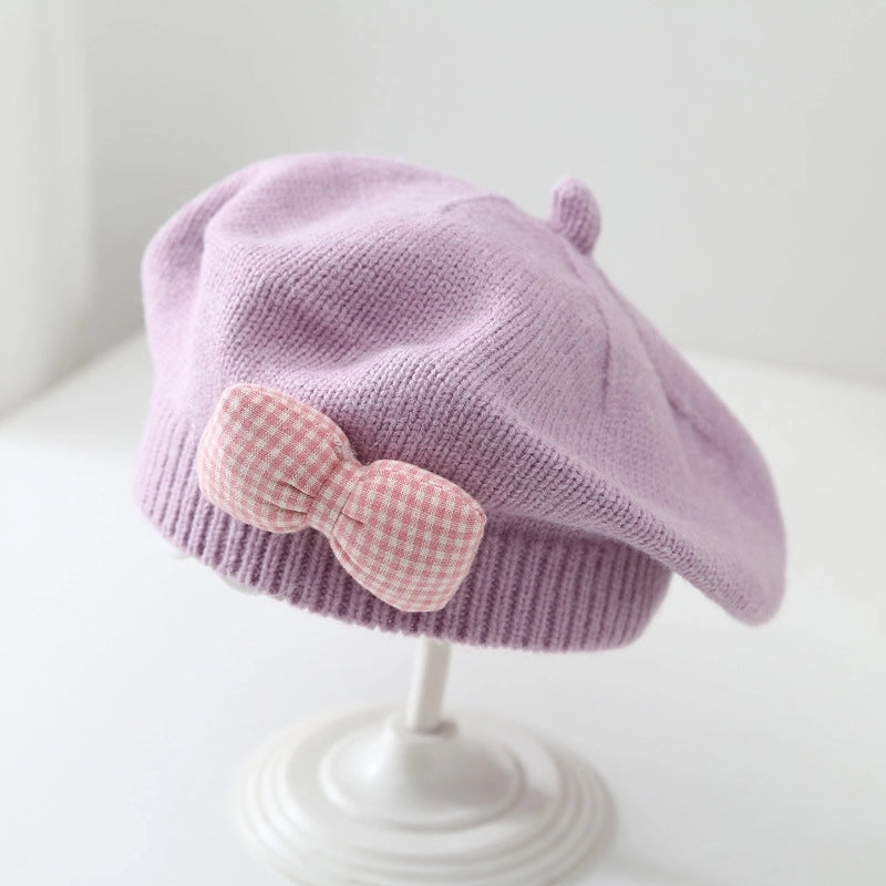 Children Unisex Cute Sweet Solid Color Beret Hat